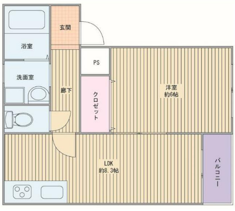 姫路市飾磨区城南町のアパートの間取り