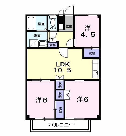 泉佐野市南中安松のアパートの間取り