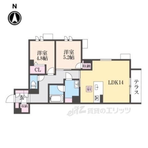 京都市下京区西側町のマンションの間取り