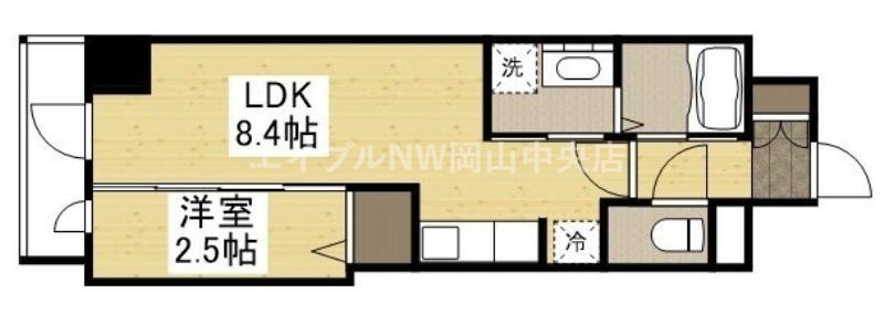 岡山市北区天瀬のマンションの間取り