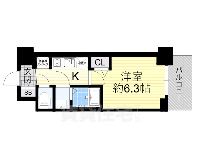 大阪市中央区内淡路町のマンションの間取り