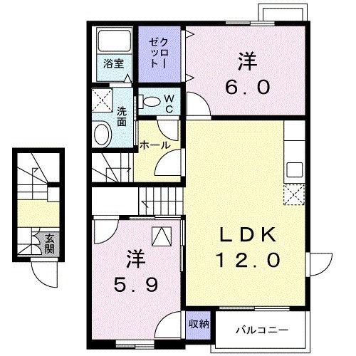 相馬市北飯渕のアパートの間取り