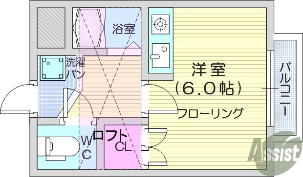 仙台市宮城野区出花のアパートの間取り