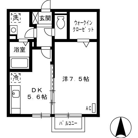 リースランド水道線　B棟の間取り