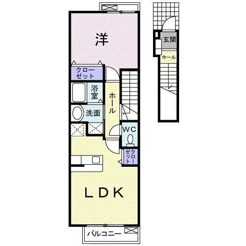 宇部市東新川町のアパートの間取り