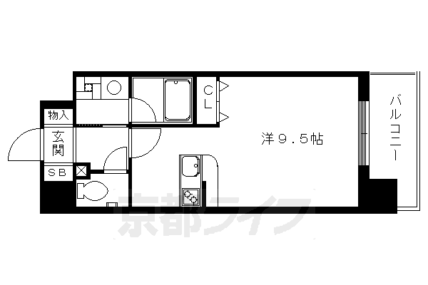 京都市中京区中之町のマンションの間取り