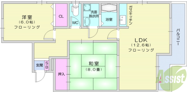 名取市上余田のアパートの間取り