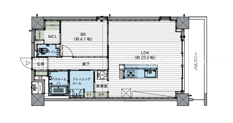 岡山市北区三門中町のマンションの間取り