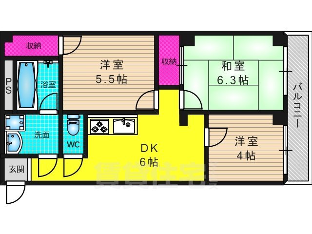 京都市南区唐橋高田町のマンションの間取り