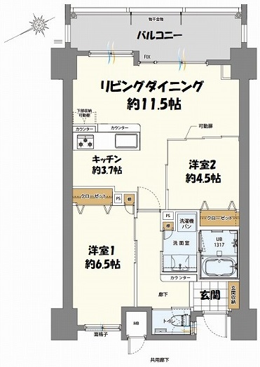 グランマーレ東浜ワイズの間取り