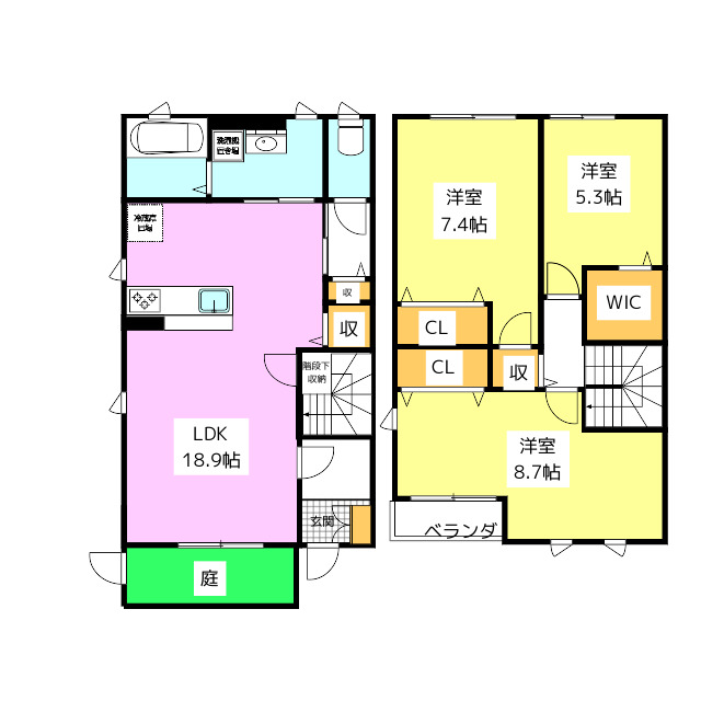 福岡市南区弥永のアパートの間取り