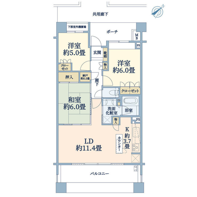 プラウド横浜岡野公園の間取り