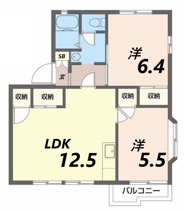 姫路市飾磨区城南町のアパートの間取り