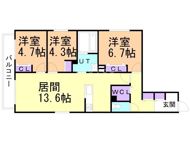 札幌市白石区南郷通のマンションの間取り