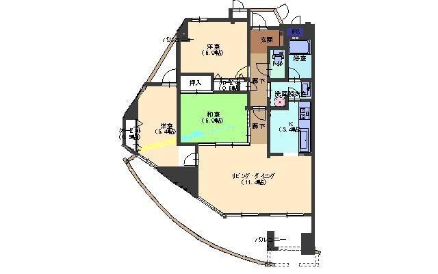 広島市安佐南区西原のマンションの間取り