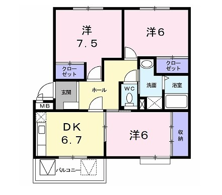 北九州市八幡西区大字本城のマンションの間取り