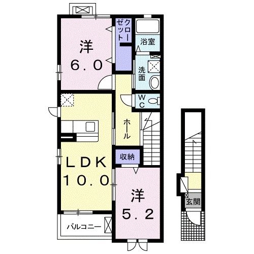 菊川市加茂のアパートの間取り