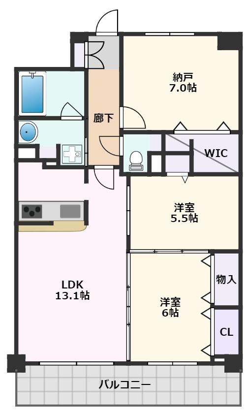 吹田市佐井寺のマンションの間取り