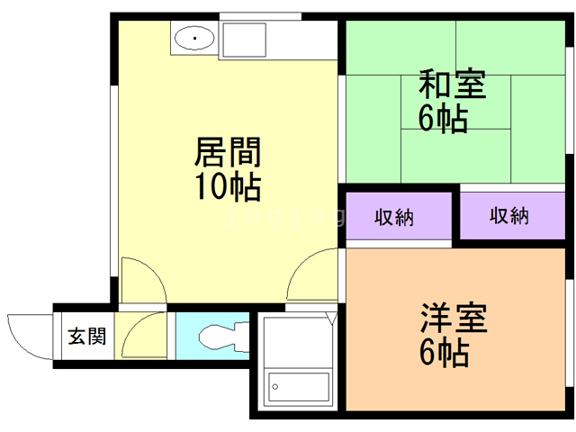 石狩市厚田区望来のアパートの間取り