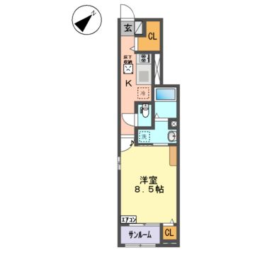 盛岡市長田町のアパートの間取り