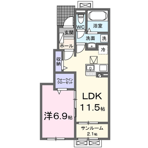 南砺市川除新のアパートの間取り