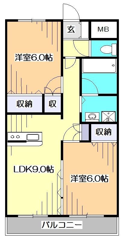 ＪＲ武蔵野線 新小平駅 徒歩5分 3階建 築28年の間取り写真