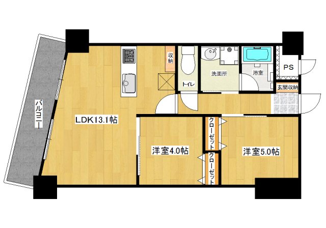 フクダ不動産八木駅前マンションの間取り写真