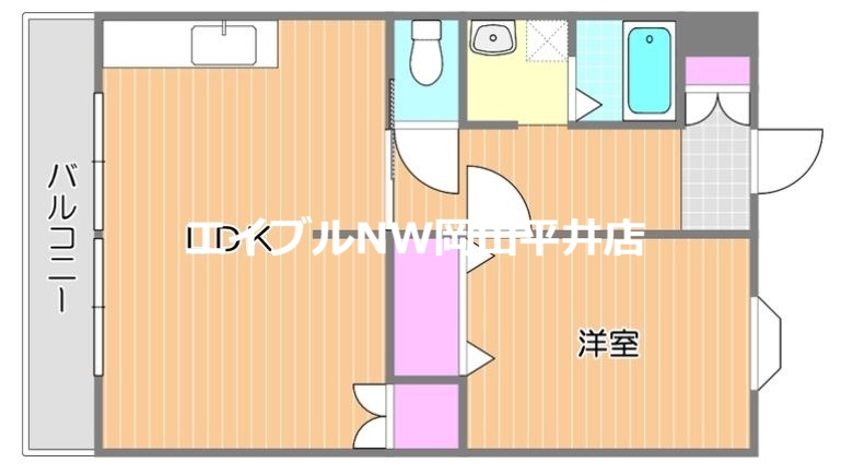 岡山市中区門田文化町のアパートの間取り