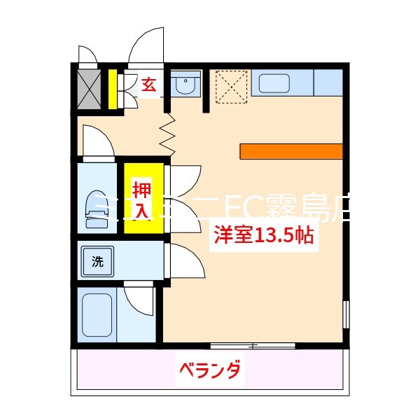 霧島市国分向花町のマンションの間取り