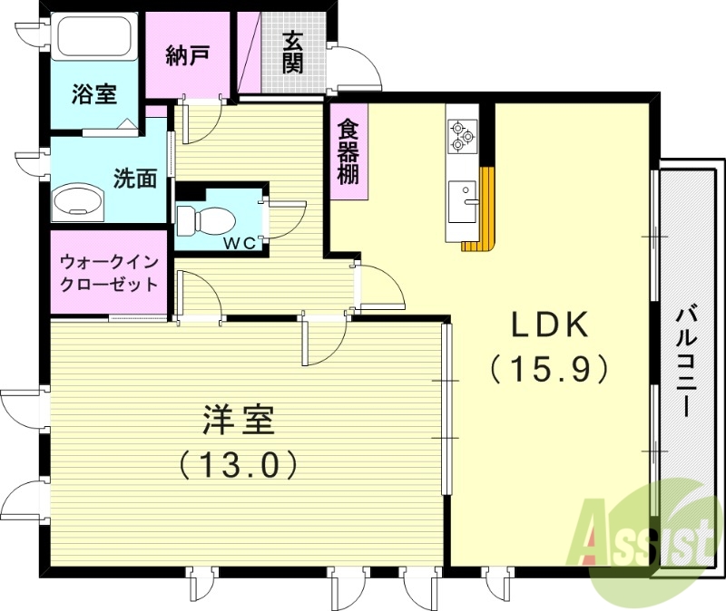 神戸市西区丸塚のアパートの間取り