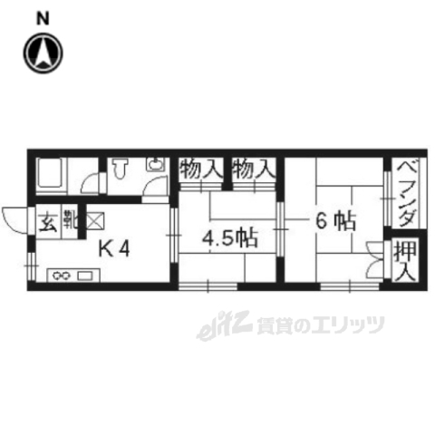 京都市西京区松室中溝町のマンションの間取り