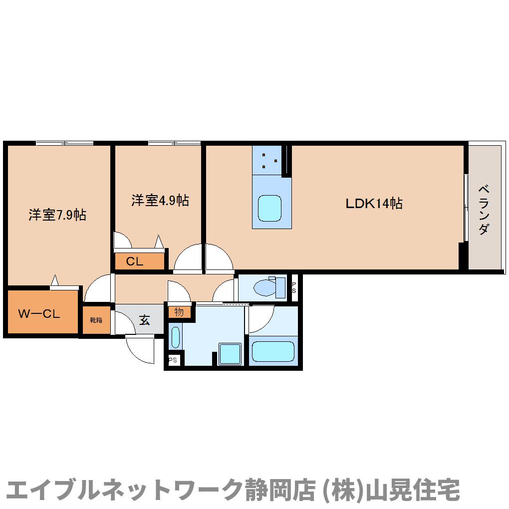 静岡市葵区沓谷のマンションの間取り