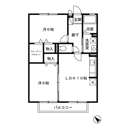 八王子市西寺方町のアパートの間取り