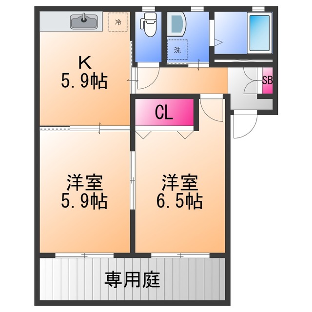 岸和田市尾生町のアパートの間取り