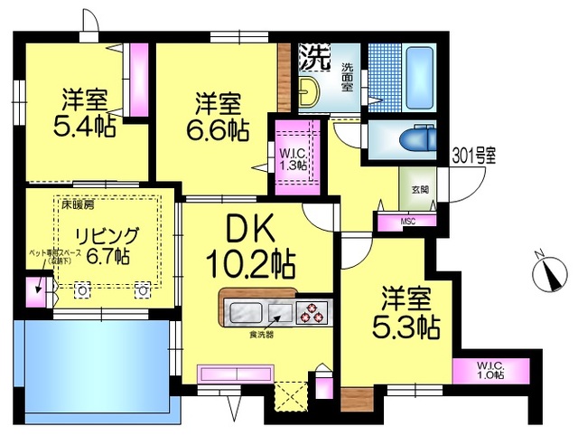 （仮称）おゆみ野３丁目メゾンの間取り