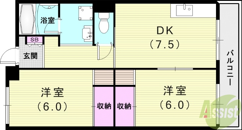 【伊丹市西台のマンションの間取り】