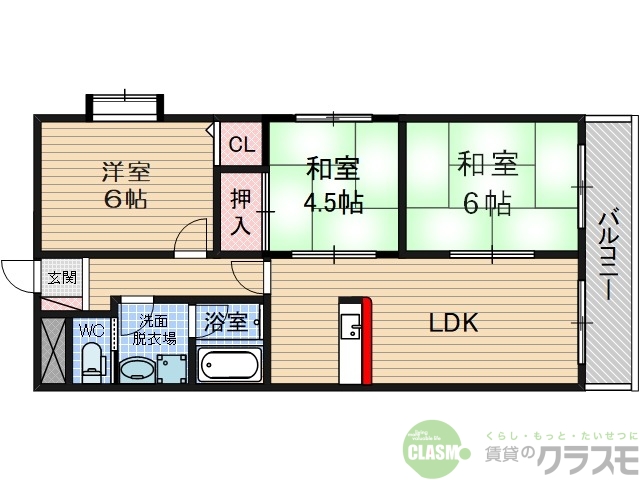 摂津市三島のアパートの間取り