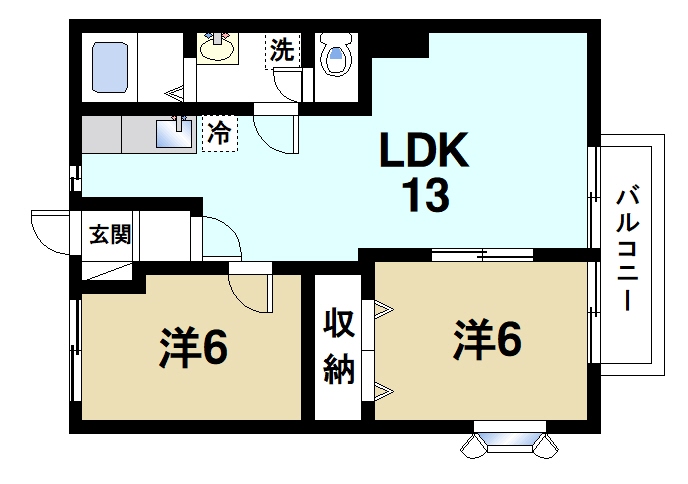 生駒市小明町のアパートの間取り