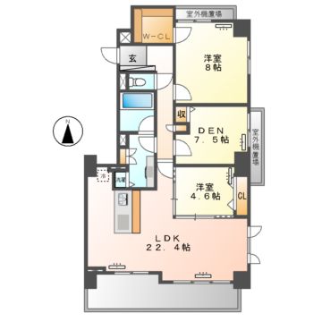 名古屋市瑞穂区松月町のマンションの間取り