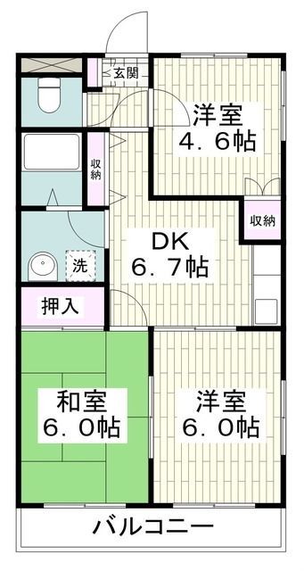 横浜市旭区都岡町のマンションの間取り