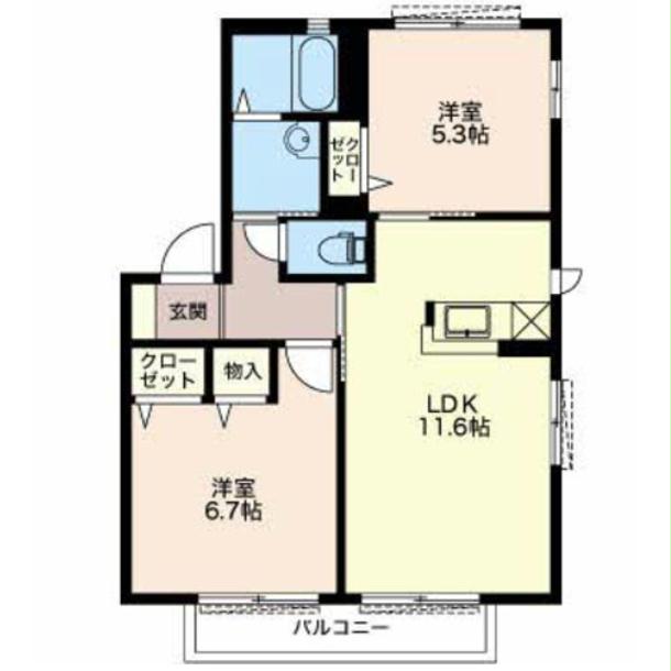 菊川市加茂のアパートの間取り
