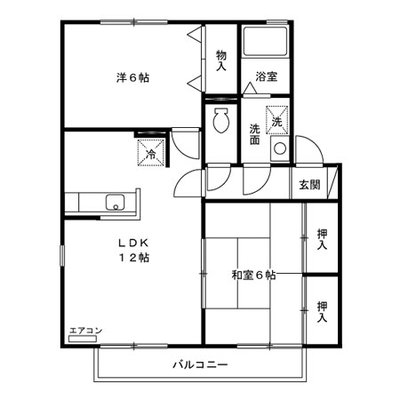 牛久市田宮のアパートの間取り