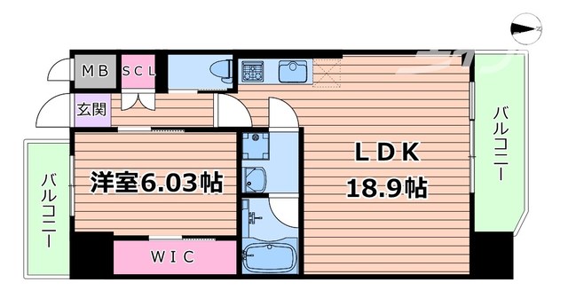 大阪市淀川区宮原のマンションの間取り