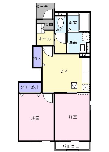 鹿児島市喜入町のアパートの間取り