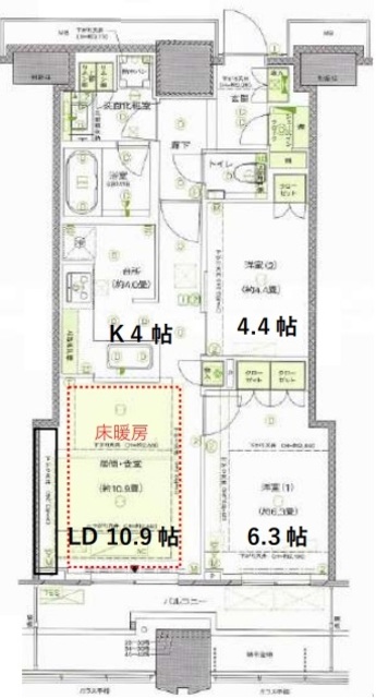 富久クロスコンフォートタワーの間取り