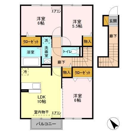 神栖市大野原中央のアパートの間取り