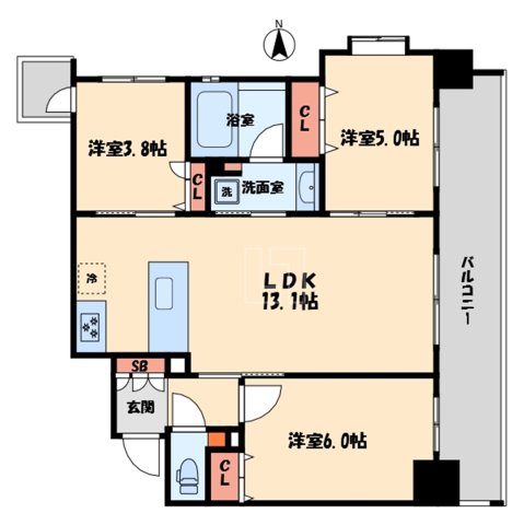 大阪市中央区西心斎橋のマンションの間取り