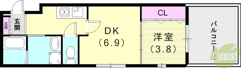 西宮市門戸荘のマンションの間取り