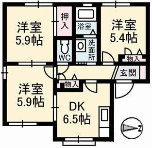 倉敷市沖新町のアパートの間取り