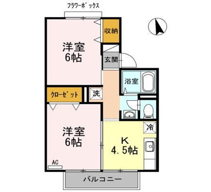 徳島市北沖洲のアパートの間取り